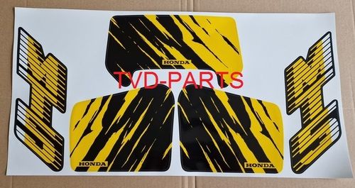 Stickerset zwart geel Honda MT50 voor Parijs Dakar kappen