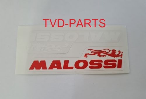 Sticker malossi wit/rood (afmeting vel: 10x4,5 cm)
