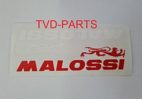 Sticker malossi wit/rood (afmeting vel: 14x6 cm)